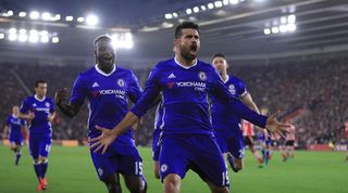 Diego Costa celebrates his goal against Southampton