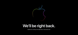 Apple Store homepage message saying 'We'll be right back'