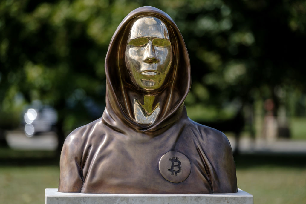 Statue of Bitcoin inventor 'Satoshi Nakamoto' in Budapest