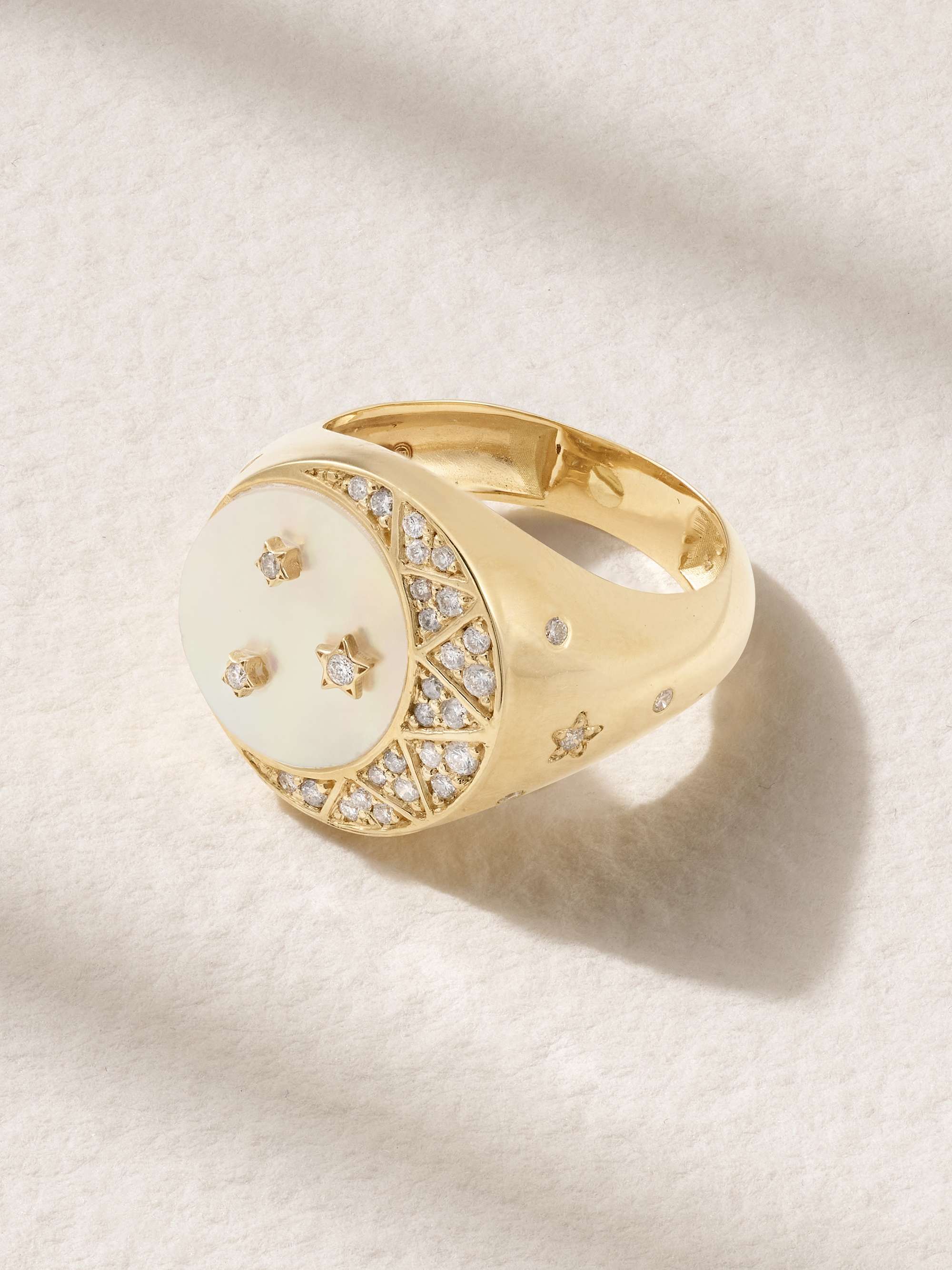 The Moonlight 18-Karat Gold, Mother-Of-Pearl and Diamond Ring