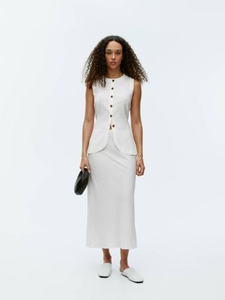 Linen Blend Skirt - Off White - Arket Gb