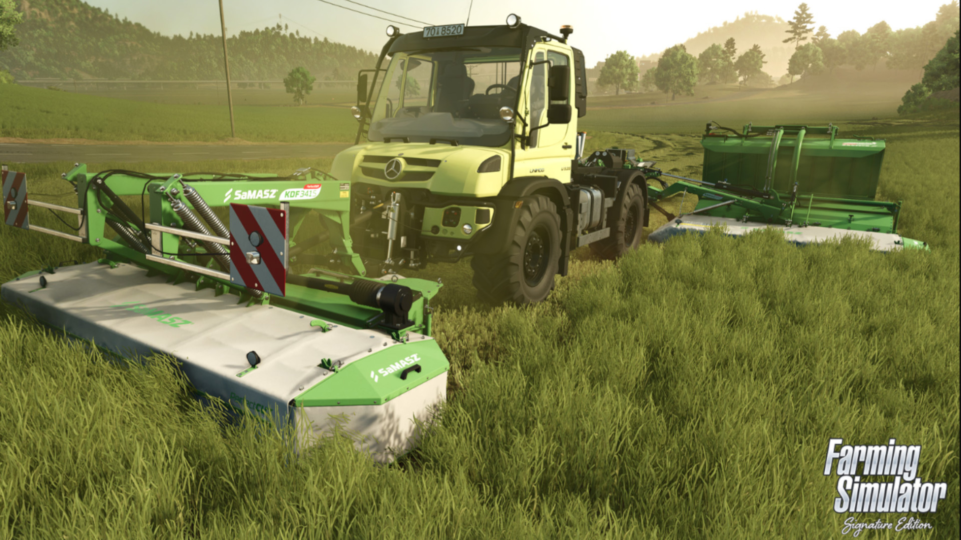 A screenshot of the upcoming Switch 2 game, Farming Simulator: Signature Edition