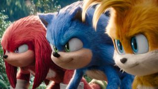 Knuckles, Sonic, and Tails prepare to race in Sonic the Hedgehog 3