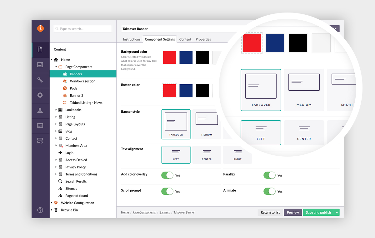 Flexible configuration options for content editors
