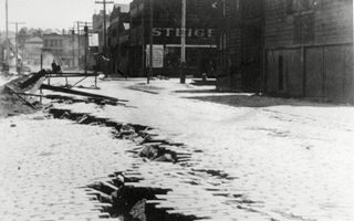 In 1906, the San Francisco Bay's notorious Hayward fault — a part of the San Andreas fault — caused an earthquake that buckled the pavement and curbstones on the corner of 18th Street and Lexington Street.