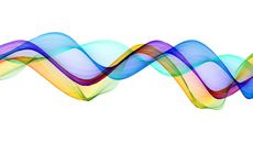 Colorful wavy lines on a white background.