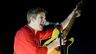 Britt Daniel of Spoon performs as the band kicks off its tour in support of the upcoming album "They Want My Soul" at Brooklyn Bowl Las Vegas at The LINQ on June 26, 2014 in Las Vegas, Nevada.