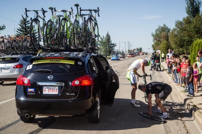 Peter Sagan (Cannondale) had to have a rear wheel change during the stage.