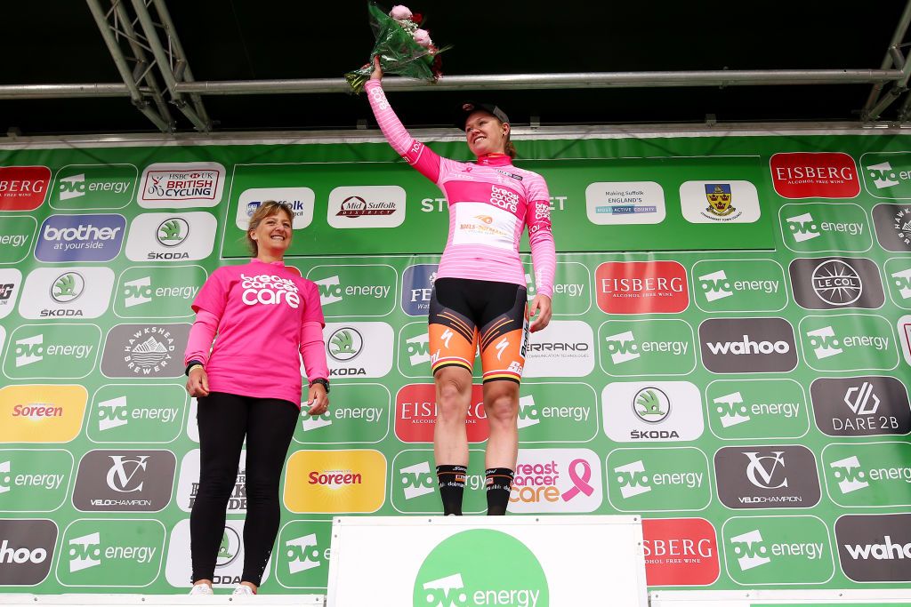 Stage 1 winner and overall leader Jolien D'Hoore at the Ovo Women's Tour