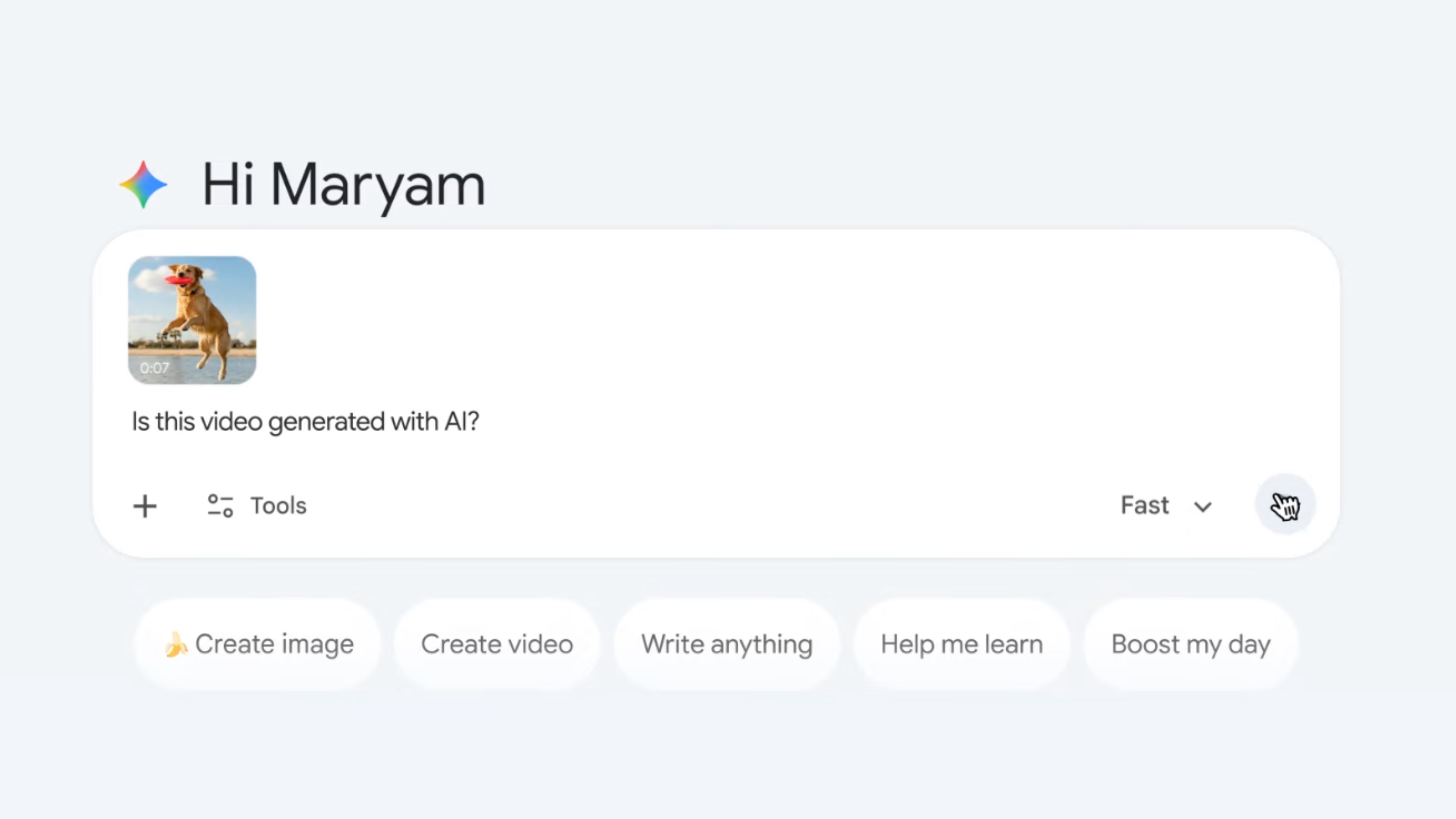 The Gemini AI video detection feature.