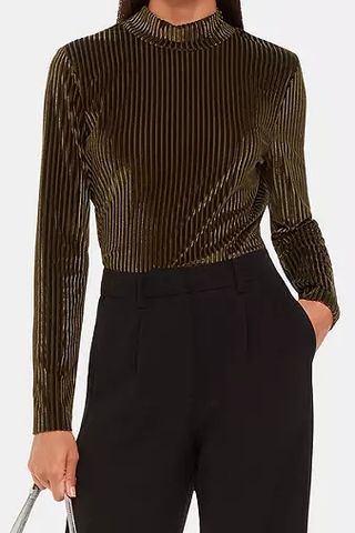 Whistles Velvet Stripe Top