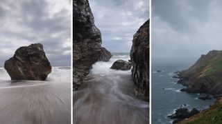 Three photos of seascapes in Devon