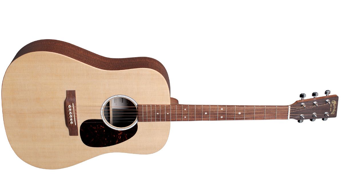 Martin D-X2E with figured mahogany HPL back and sides, solid Sitka spruce top. Price $799