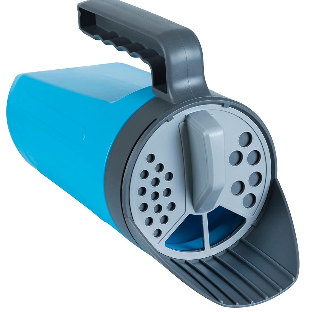 A handheld seed spreader