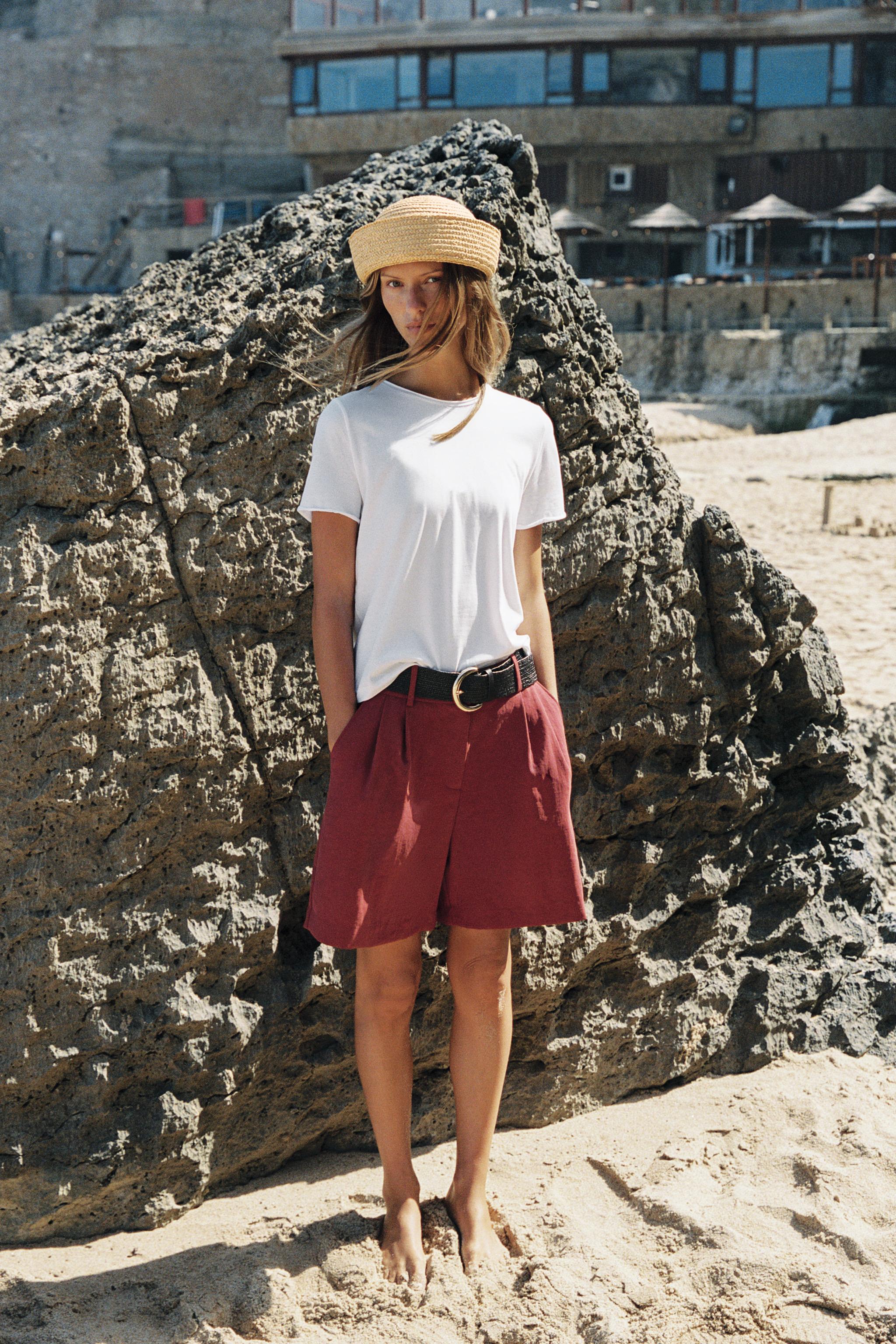 Belted Darted Bermuda Shorts