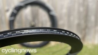 A close up of the rim bed on the Hunt 60 Limitless Aero Disc wheels