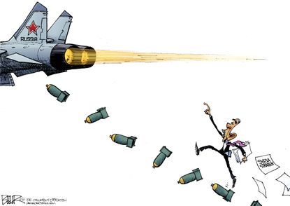 Political cartoon U.S. Syria Russia bombings President Obama