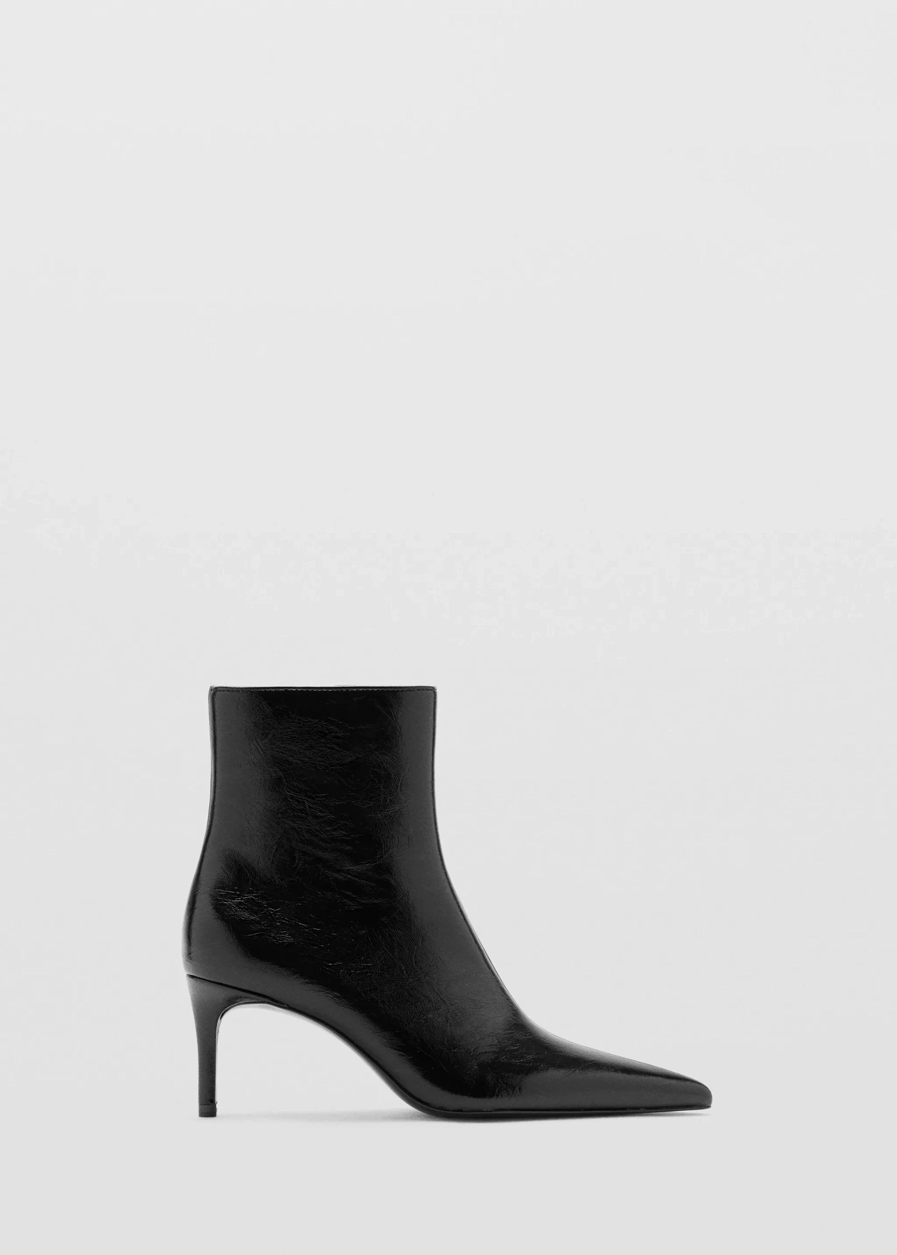 Glossy-Finish Pointed-Toe Heeled Ankle Boot - Women | Mango United Kingdom