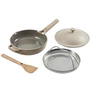 Always Pan 2.0 in Steam colorway with beechwood spatula