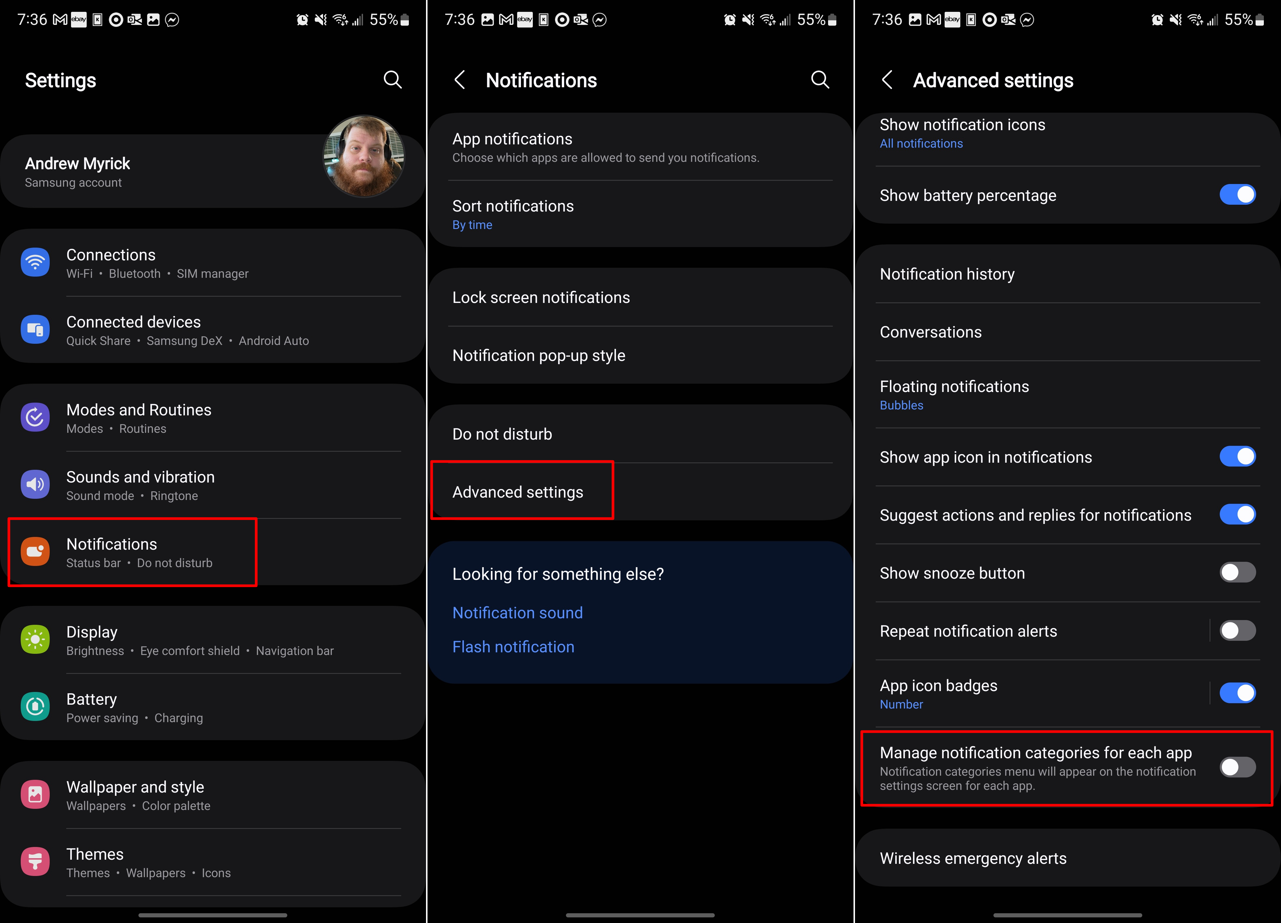 Steps to enable Notification Categories on Galaxy S24 with One UI 6.1