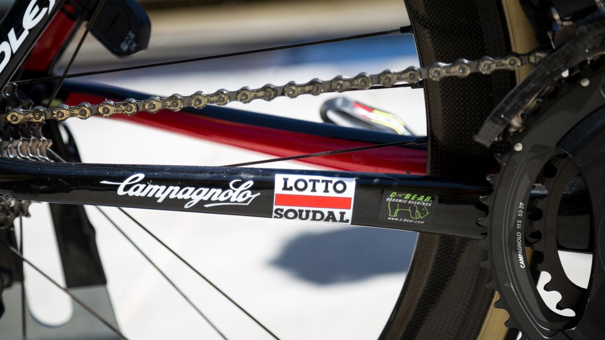 Some of the team's sponsors on the chainstays