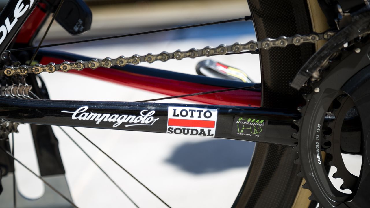 Some of the team's sponsors on the chainstays
