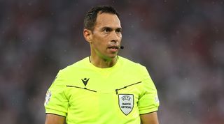 Argentina referee Facundo Tello oversees Turkey vs Georgia at Euro 2024.