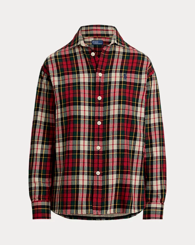 Relaxed Fit Plaid Cotton Twill Shirt