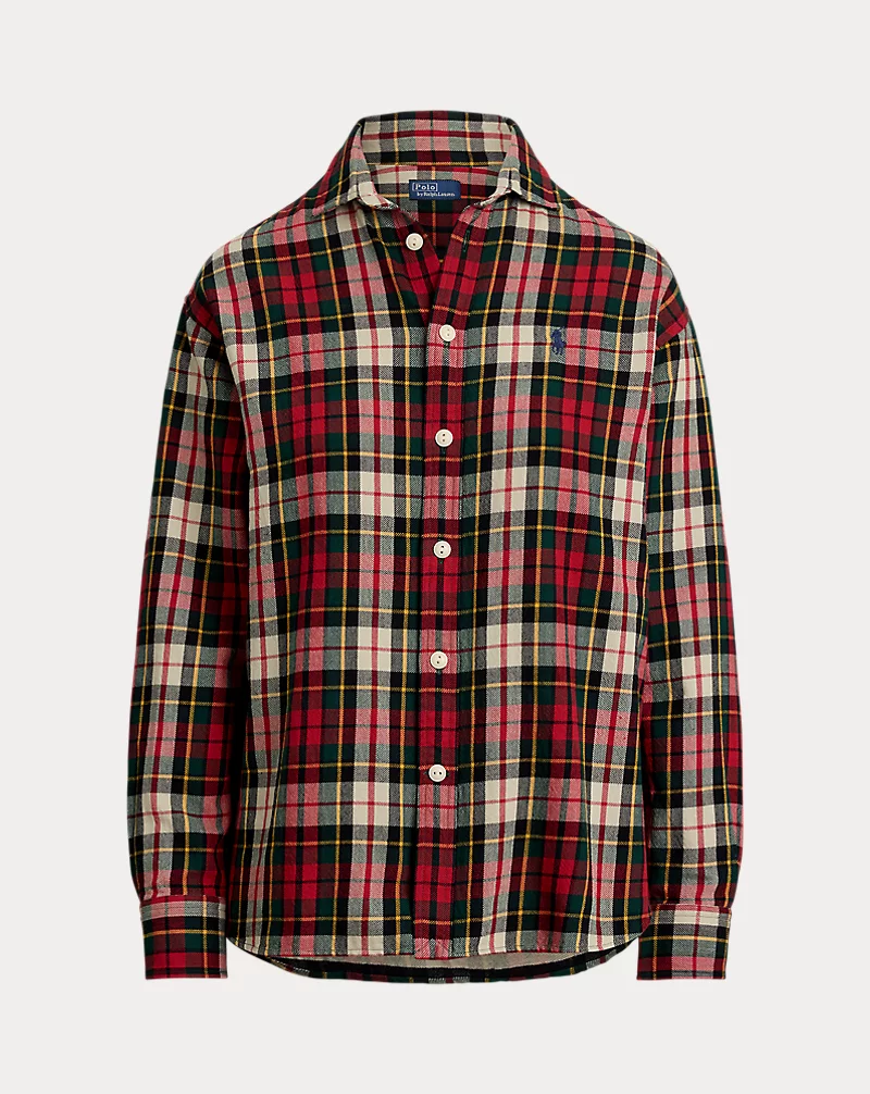 Relaxed Fit Plaid Cotton Twill Shirt
