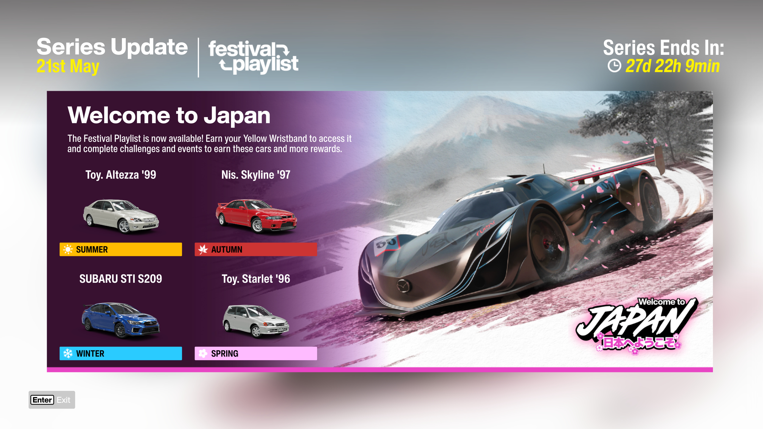 Forza Horizon 6 Series 1: The X racing down a road.