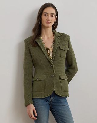 Ralph Lauren Cotton Sweater Blazer in olive