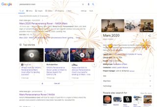 Red fireworks speckle the page when you Google "Perseverance rover."