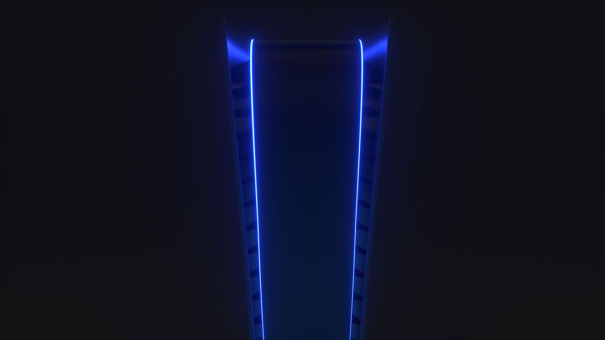 The blue glow of the PS5 in the dark