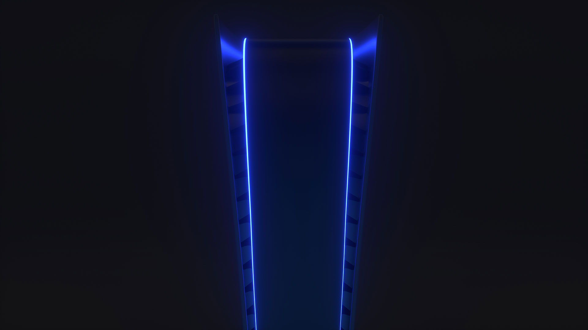 The blue glow of the PS5 in the dark