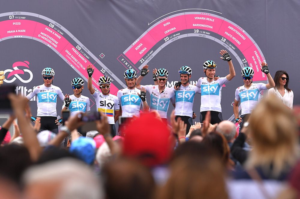Team Sky on the sign-in stage at stage 5 at the Giro d'Italia