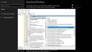 Windows search results bar options