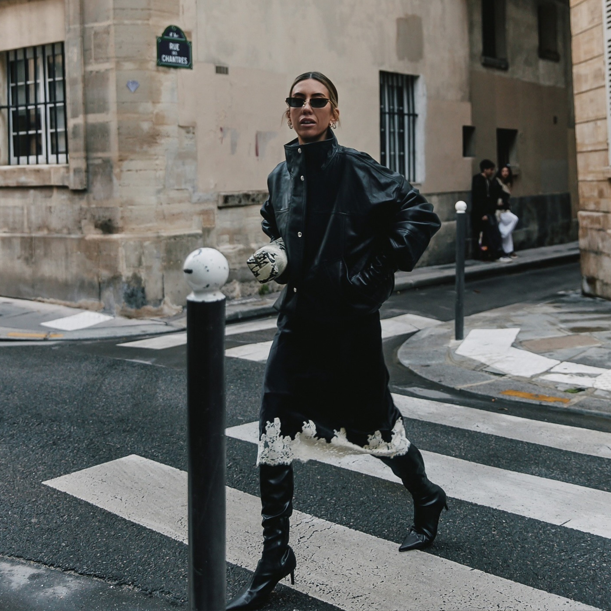 Hannah Lewis wearing a knee high boots look.