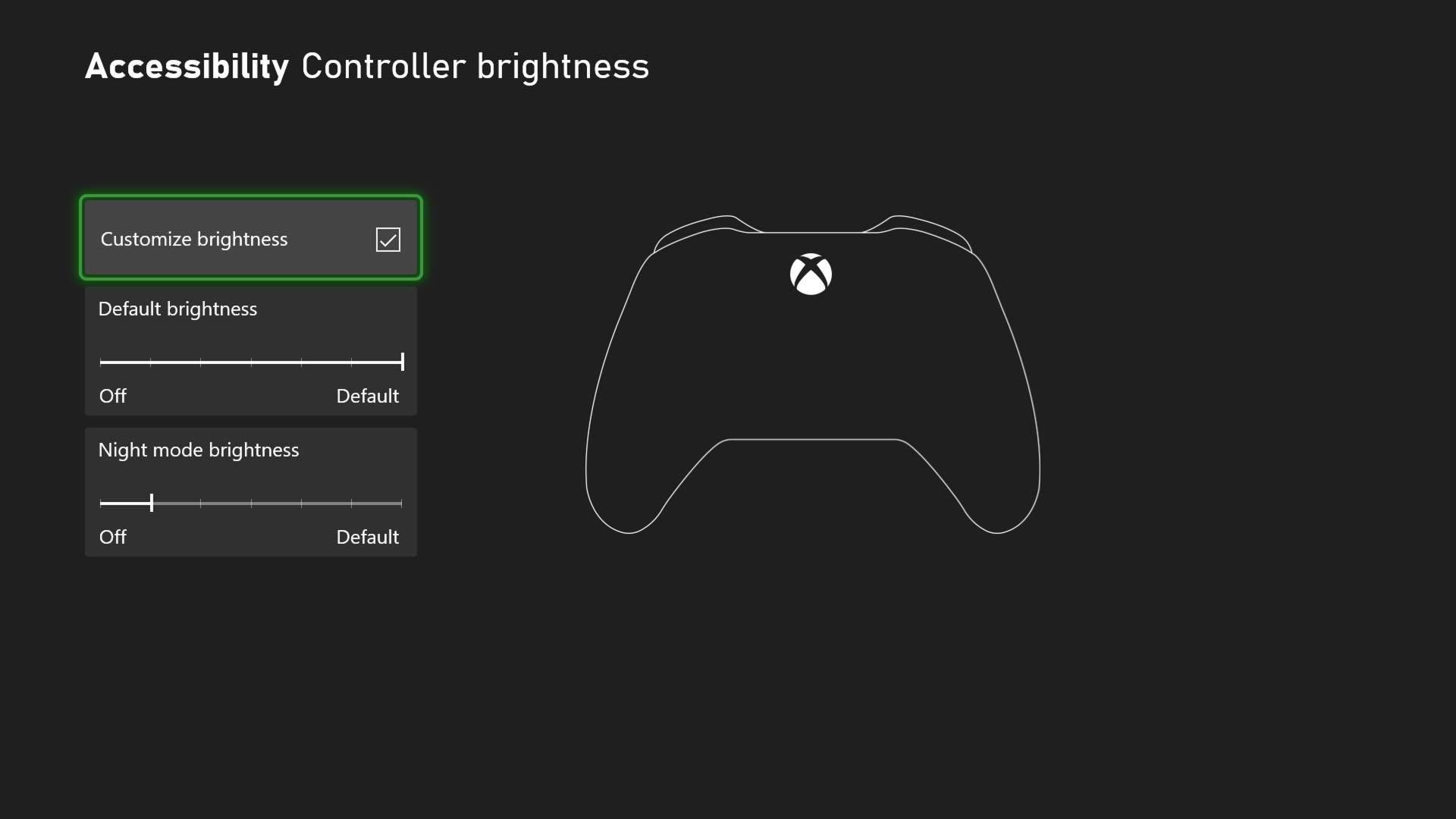 Xbox Series X night mode controller settings