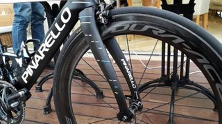 The front fork of the Team Sky Pinarello Dogma F10
