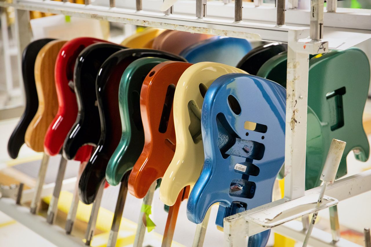 Unfinished guitars at Fender's Mod Shop