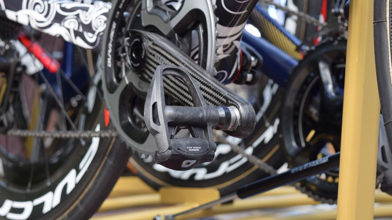 Colbrelli was equipped with Shimano Dura-Ace 9100 pedals