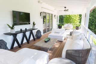 modern deck with white furniture