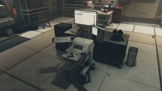 A screenshot of a computer terminal in the Research Lab of the Lodge in Starfield.