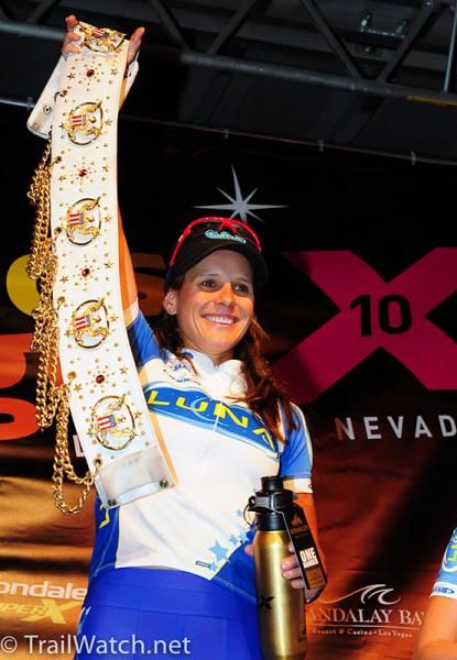 Katerina Nash (Luna Pro Team) with Elvis's belt.