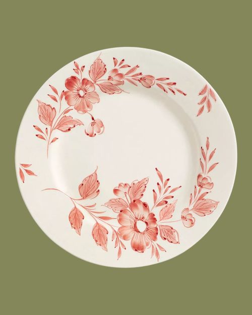 Hand-Painted Dinner Plate Whimsical Rose