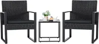 Flamaker 3 Pieces Outdoor Patio Wicker Furniture Set