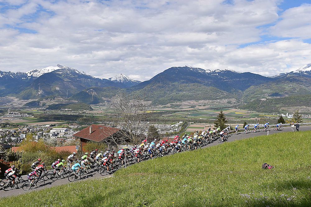Scenery from along the route of stage 4 at the Tour de Romandie.