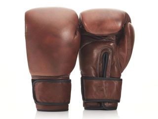 Brown leather boxing gloves