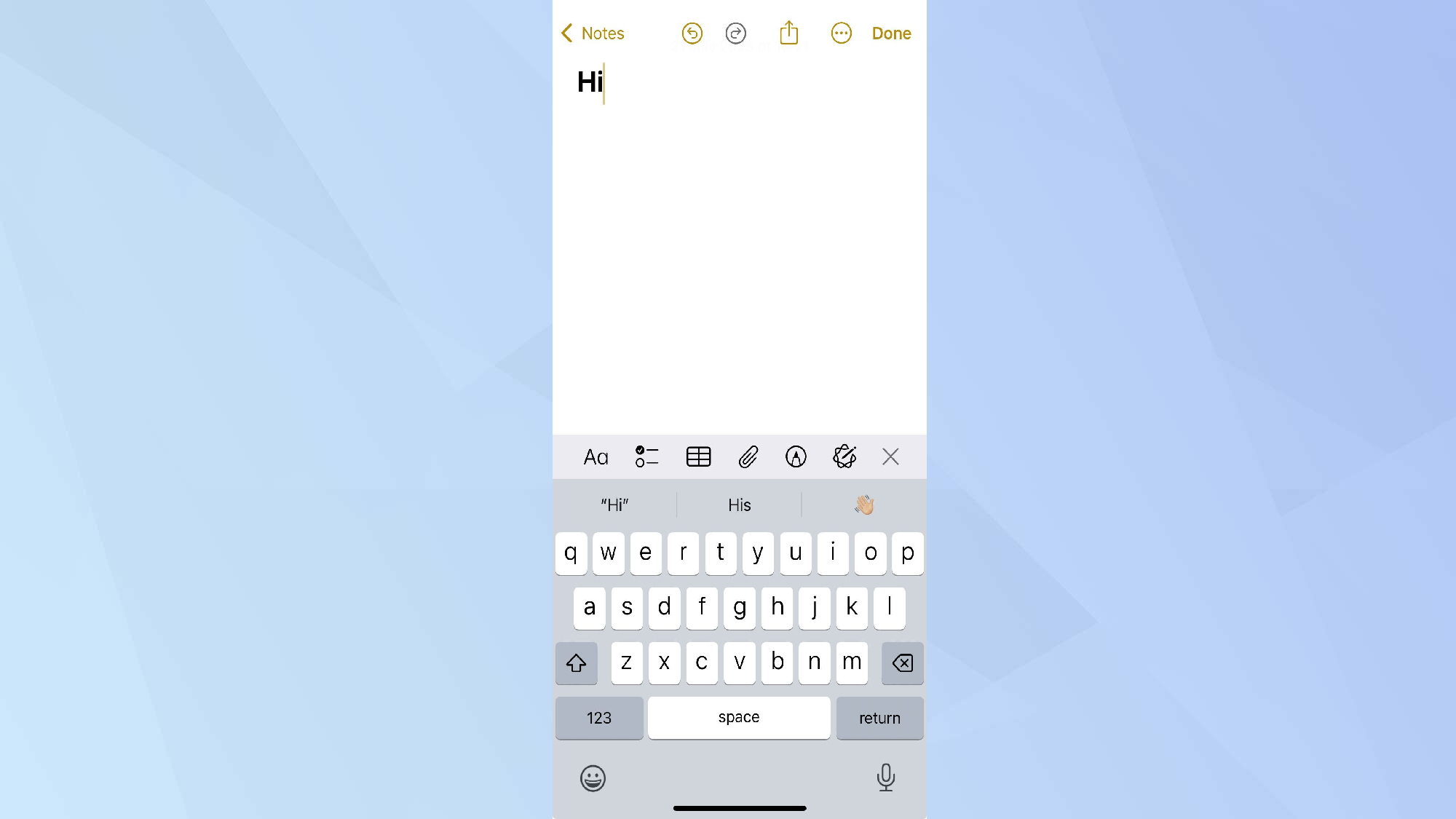 iPhone Notes open