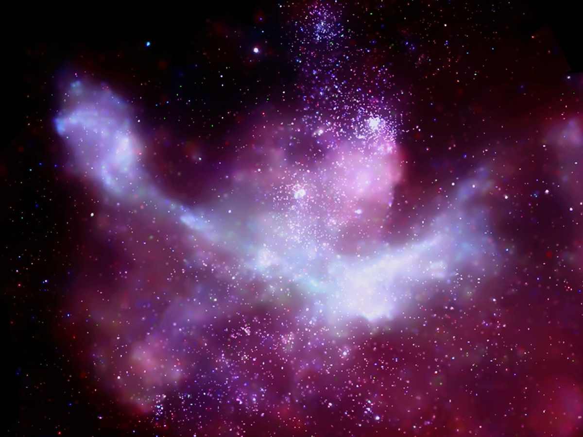 a pinkish nebula